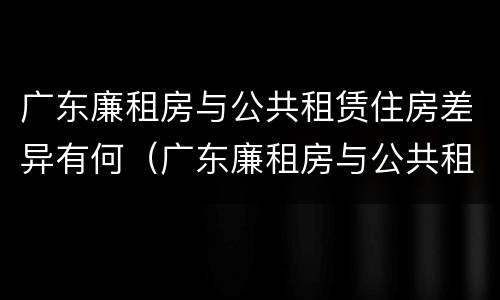 广东廉租房与公共租赁住房差异有何（广东廉租房与公共租赁住房差异有何意义）