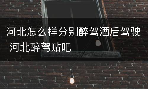 河北怎么样分别醉驾酒后驾驶 河北醉驾贴吧