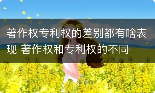 著作权专利权的差别都有啥表现 著作权和专利权的不同