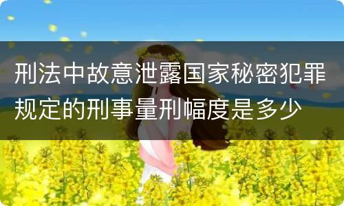 刑法中故意泄露国家秘密犯罪规定的刑事量刑幅度是多少