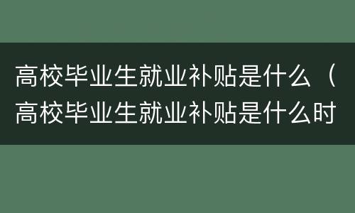 高校毕业生就业补贴是什么（高校毕业生就业补贴是什么时候申请）