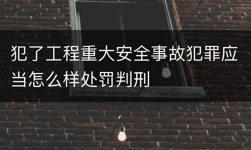 犯了工程重大安全事故犯罪应当怎么样处罚判刑