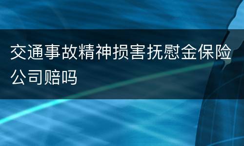 交通事故精神损害抚慰金保险公司赔吗