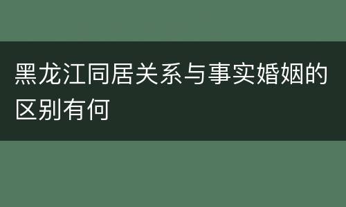 黑龙江同居关系与事实婚姻的区别有何