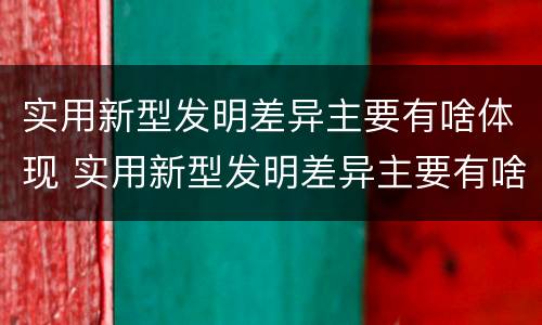实用新型发明差异主要有啥体现 实用新型发明差异主要有啥体现