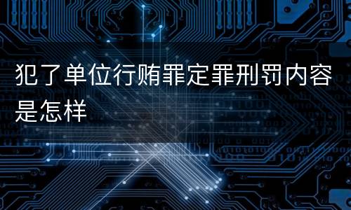 犯了单位行贿罪定罪刑罚内容是怎样