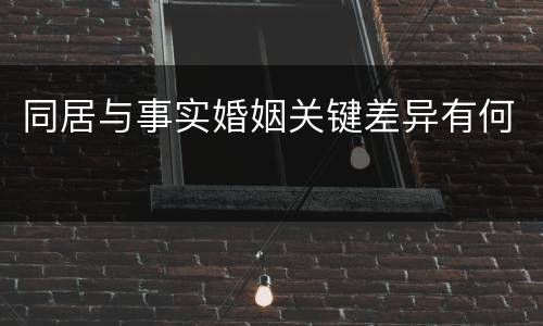同居与事实婚姻关键差异有何