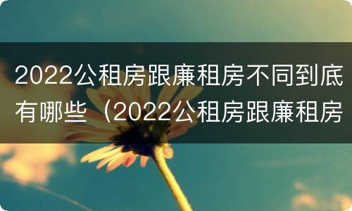 2022公租房跟廉租房不同到底有哪些（2022公租房跟廉租房不同到底有哪些影响）