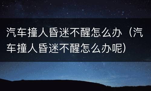 汽车撞人昏迷不醒怎么办（汽车撞人昏迷不醒怎么办呢）