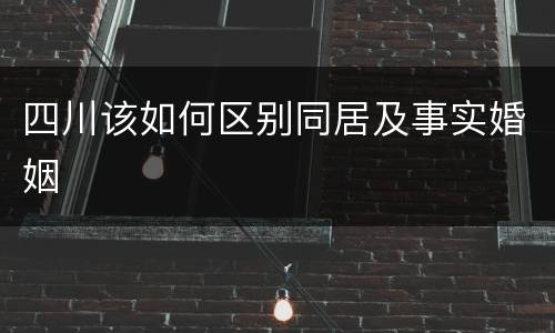 四川该如何区别同居及事实婚姻