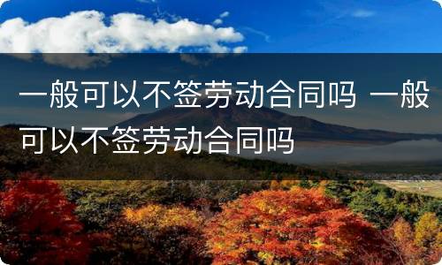 一般可以不签劳动合同吗 一般可以不签劳动合同吗