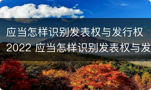 应当怎样识别发表权与发行权2022 应当怎样识别发表权与发行权2022年的文件