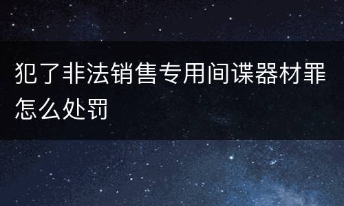 犯了非法销售专用间谍器材罪怎么处罚