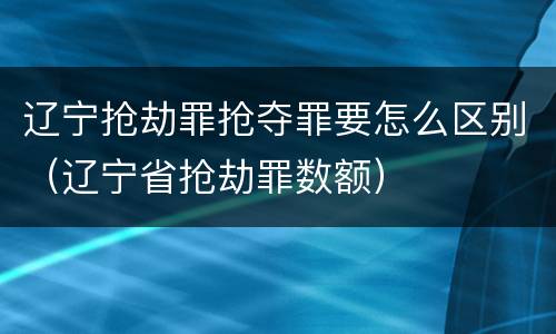 辽宁抢劫罪抢夺罪要怎么区别（辽宁省抢劫罪数额）