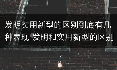 发明实用新型的区别到底有几种表现 发明和实用新型的区别举例