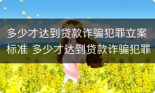 多少才达到贷款诈骗犯罪立案标准 多少才达到贷款诈骗犯罪立案标准呢