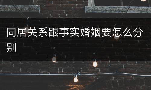 同居关系跟事实婚姻要怎么分别