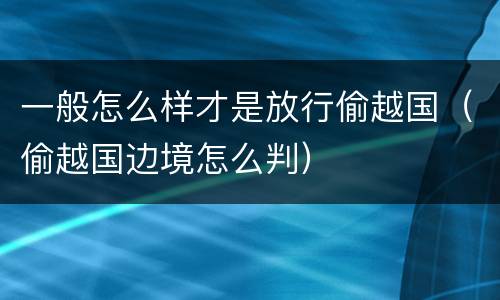 一般怎么样才是放行偷越国（偷越国边境怎么判）