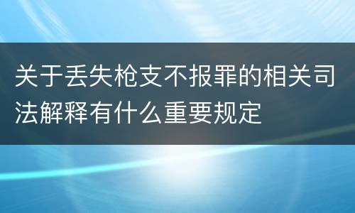 关于丢失枪支不报罪的相关司法解释有什么重要规定
