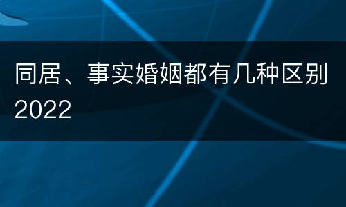 同居、事实婚姻都有几种区别2022