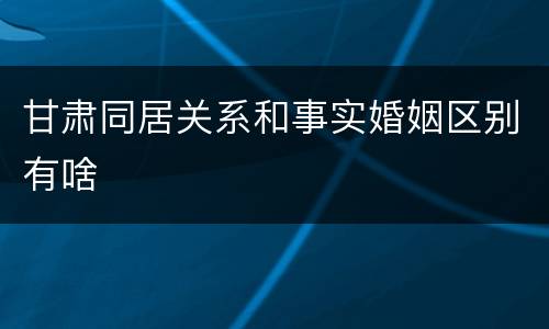 甘肃同居关系和事实婚姻区别有啥