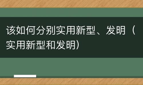 该如何分别实用新型、发明（实用新型和发明）