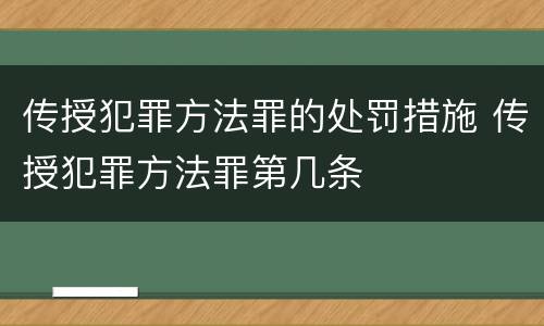 传授犯罪方法罪的处罚措施 传授犯罪方法罪第几条