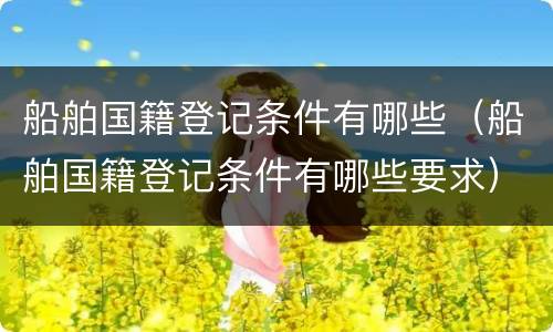 船舶国籍登记条件有哪些（船舶国籍登记条件有哪些要求）
