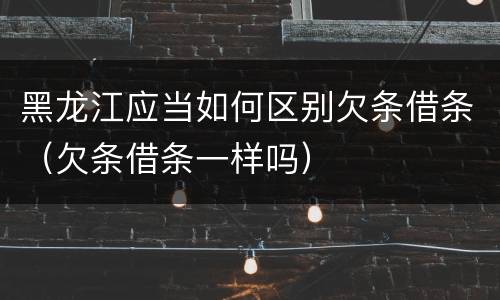 黑龙江应当如何区别欠条借条（欠条借条一样吗）