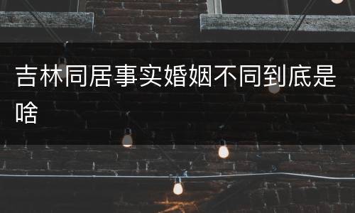 吉林同居事实婚姻不同到底是啥