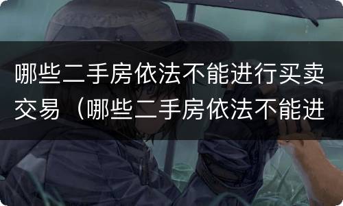 哪些二手房依法不能进行买卖交易（哪些二手房依法不能进行买卖交易的）
