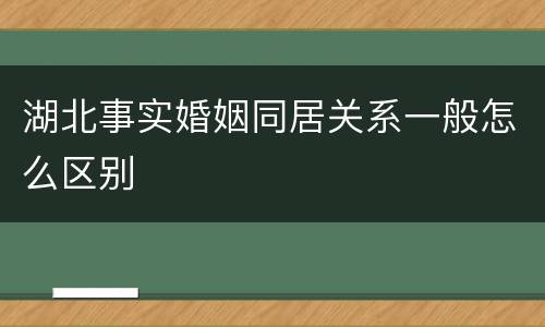 湖北事实婚姻同居关系一般怎么区别