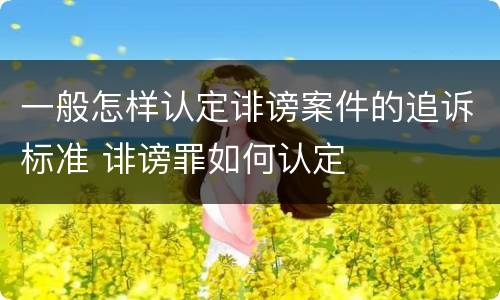 一般怎样认定诽谤案件的追诉标准 诽谤罪如何认定