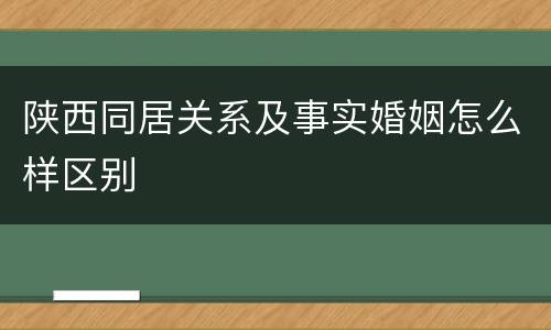陕西同居关系及事实婚姻怎么样区别