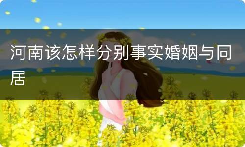 河南该怎样分别事实婚姻与同居