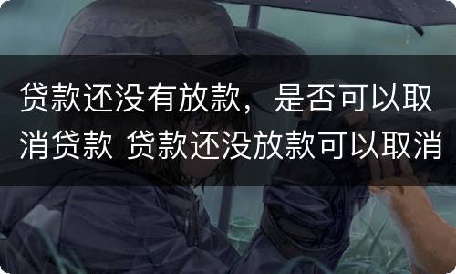 贷款还没有放款，是否可以取消贷款 贷款还没放款可以取消吗