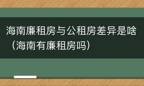 海南廉租房与公租房差异是啥（海南有廉租房吗）