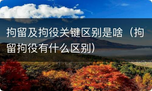 拘留及拘役关键区别是啥（拘留拘役有什么区别）