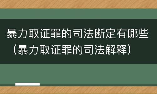 暴力取证罪的司法断定有哪些（暴力取证罪的司法解释）