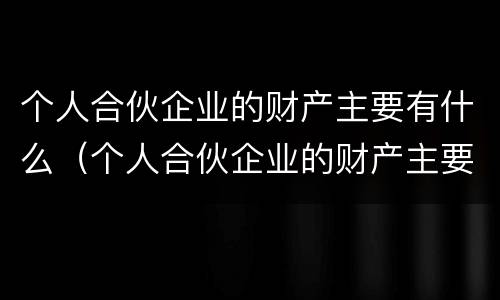 个人合伙企业的财产主要有什么（个人合伙企业的财产主要有什么特征）
