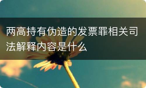 两高持有伪造的发票罪相关司法解释内容是什么