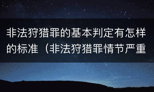 非法狩猎罪的基本判定有怎样的标准（非法狩猎罪情节严重认定）