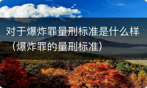 对于爆炸罪量刑标准是什么样（爆炸罪的量刑标准）