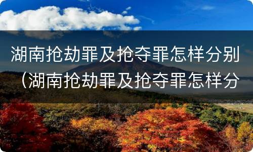 湖南抢劫罪及抢夺罪怎样分别（湖南抢劫罪及抢夺罪怎样分别认定）