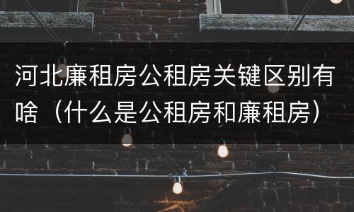 河北廉租房公租房关键区别有啥（什么是公租房和廉租房）