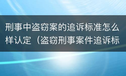 刑事中盗窃案的追诉标准怎么样认定（盗窃刑事案件追诉标准）