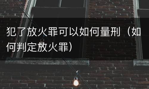 犯了放火罪可以如何量刑（如何判定放火罪）