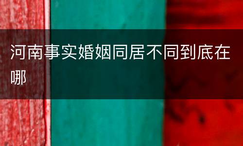 河南事实婚姻同居不同到底在哪