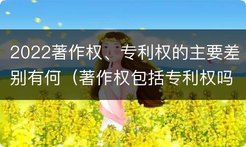 2022著作权、专利权的主要差别有何（著作权包括专利权吗）
