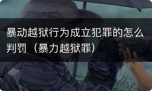 暴动越狱行为成立犯罪的怎么判罚（暴力越狱罪）